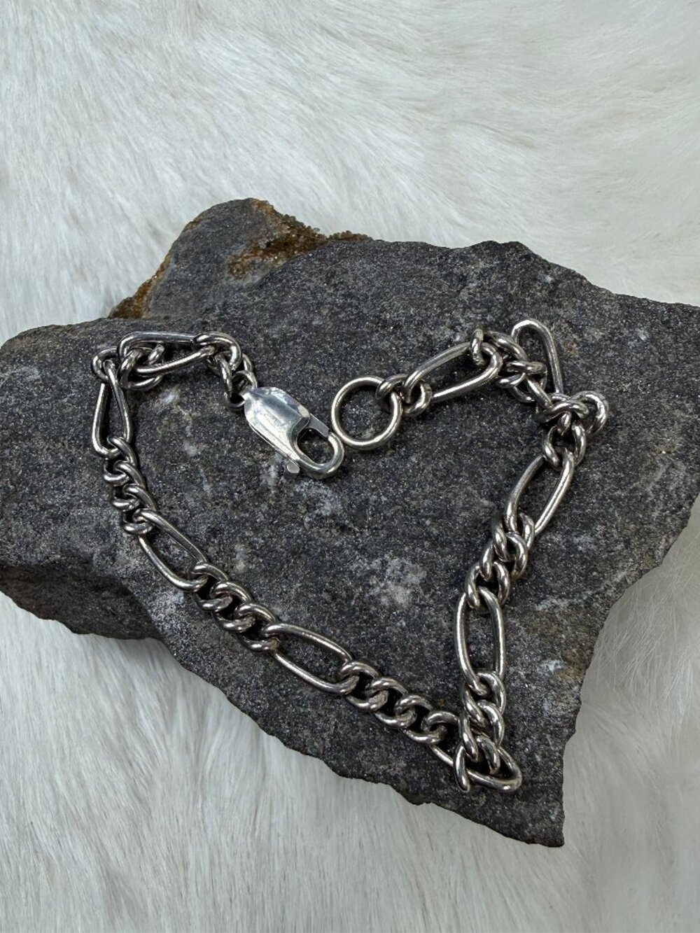 Sterling Silver Figaro Chain Bracelet 7.5"